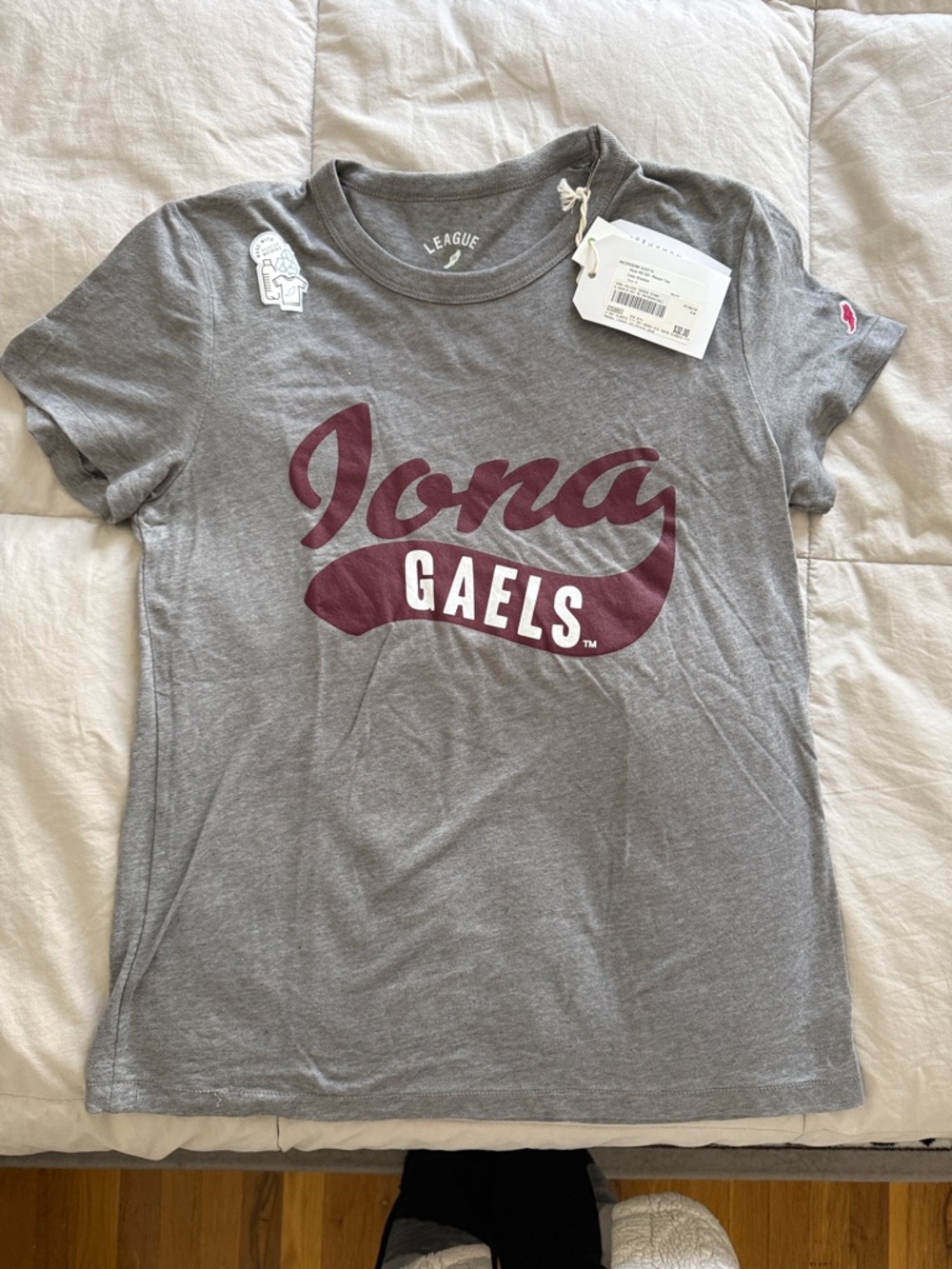 League Gray T-Shirt with Maroon "Gaels" Script